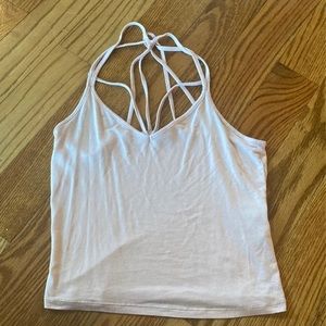Garage light pink tank top cropped